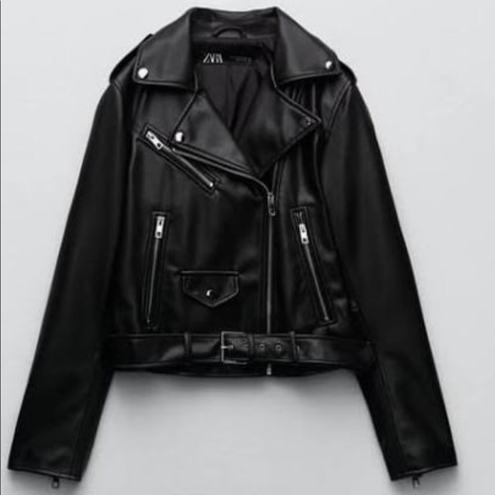 Zara Faux Leather Moto Jacket Size M